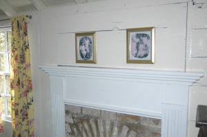 Fireplace detail and white trim